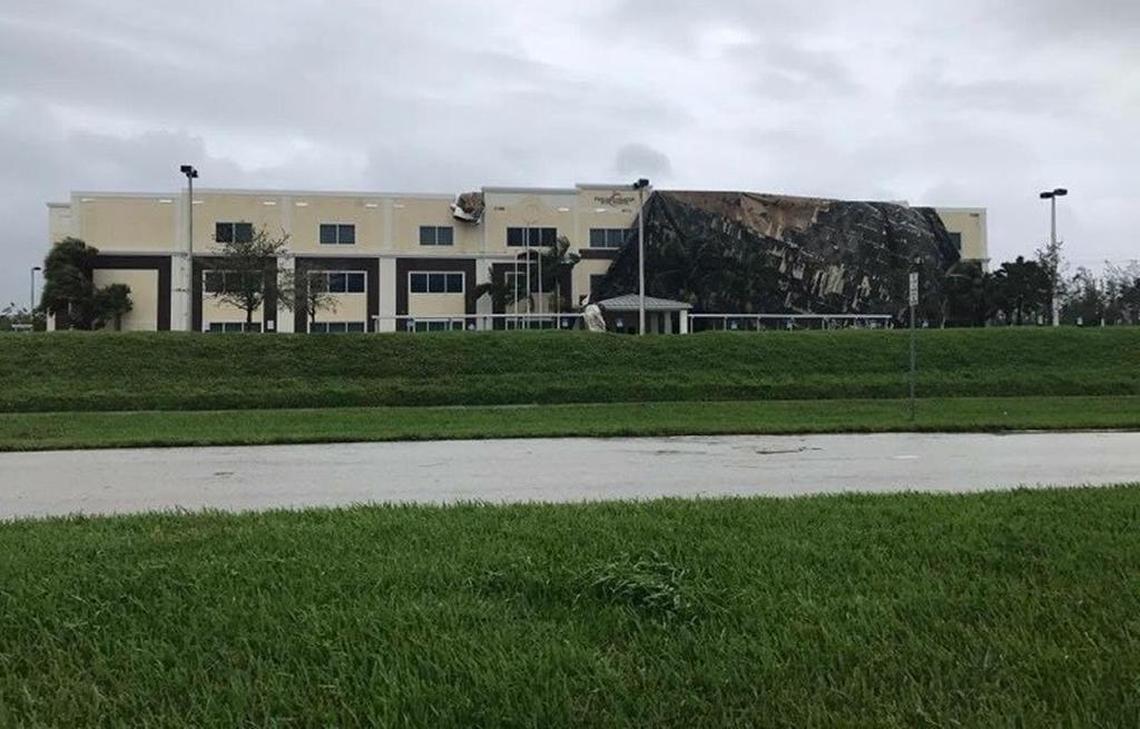 Keys Gate Charter High School in Homestead lost its roof in Hurricane Irma.