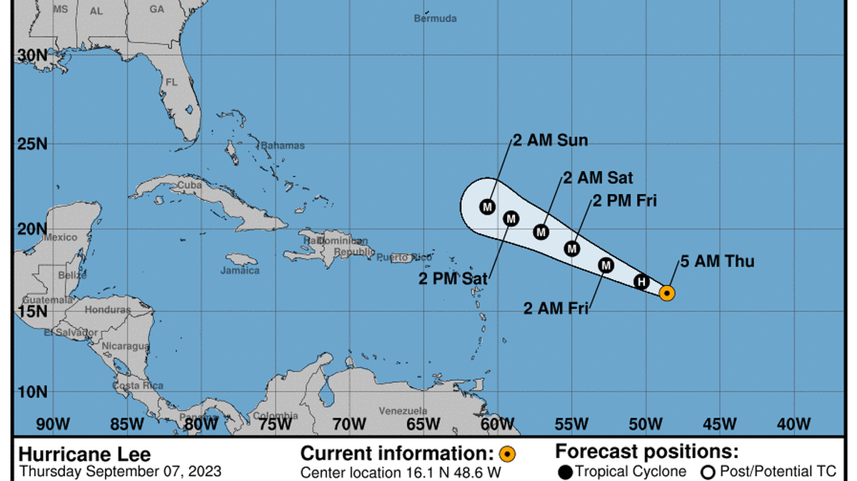 This graphic created by the National Weather Service/NCEP Weather Prediction Center (WPC) shows the projected path.
NATIONAL HURRICANE CENTER