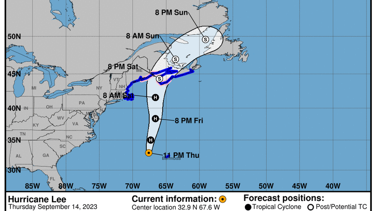 This graphic created by the National Weather Service/NCEP Weather Prediction Center (WPC) shows the projected path.
NATIONAL HURRICANE CENTER