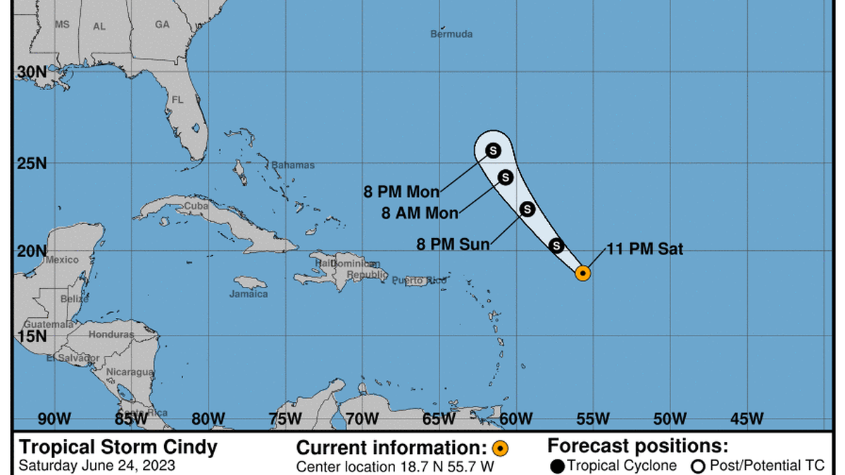 This graphic created by the National Weather Service/NCEP Weather Prediction Center (WPC) shows the projected path.
NATIONAL HURRICANE CENTER