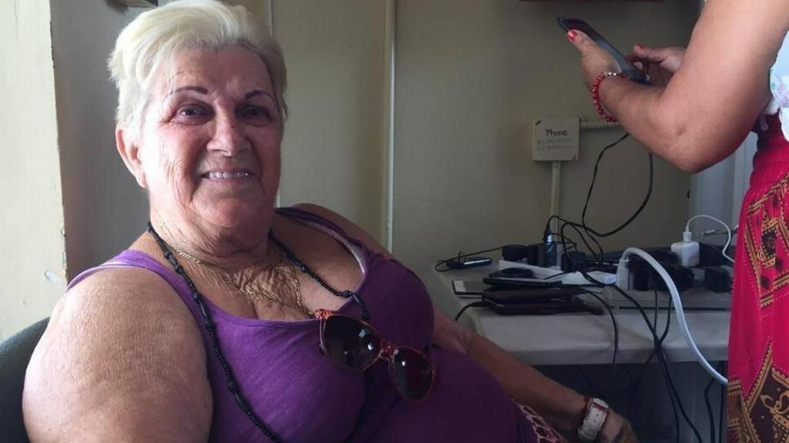 Yolanda Nuñez, 77, lives in the Robert King High Towers, the public housing complex in Little Havana. She says she has been without power since last Thursday, . She hasn’t been able to plug in the machine she uses to take her emphysema medicine.