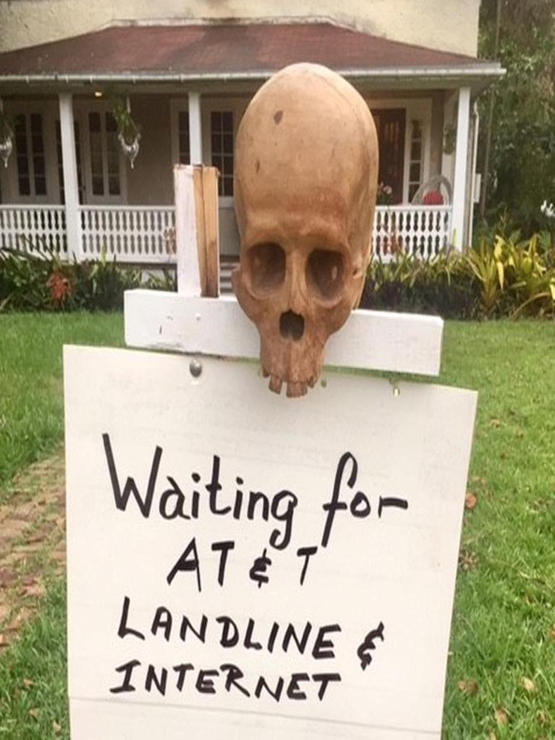 Kathleen Smith Zorn of Coral Gables said she has called AT&T three times attempting to get some meaningful information regrading when she can expect restoration of her phone and Internet service and she gets the same response, "Your repair ticket says, 'No dial tone. Thank you for being a valued AT&T customer.' " So frustrated she made a yard sign. But this story has a happy ending: Her service was restored Wednesday night.