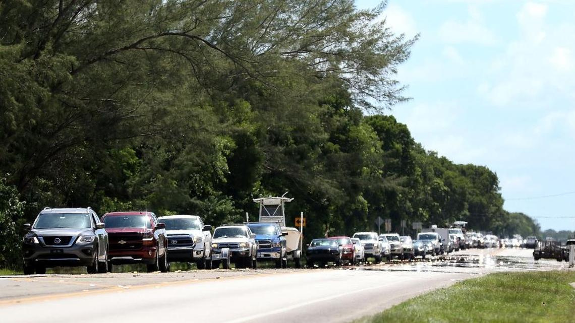 A steady stream of traffic heads North on Overseas Highway as mandatory evacuations continue in Monroe County and the Florida Keys on September 6, 2017 due to Hurricane Irma.