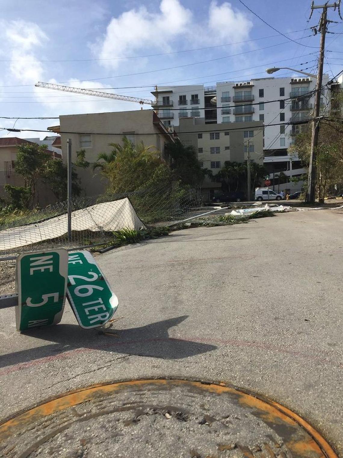 Downtown Miami was hit by heavy winds and flooding during Hurricane Irma on Sunday. This photo shows the aftermath on Monday.