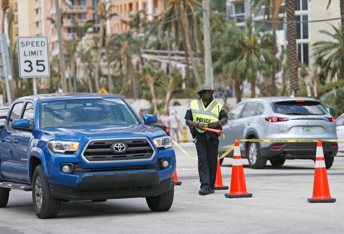 Sunny Isles Beach police directing traffic at 17534 Collins Ave in the Hurricane Irma aftermath on Tuesday, September 12, 2017 in Sunny Isles Beach.