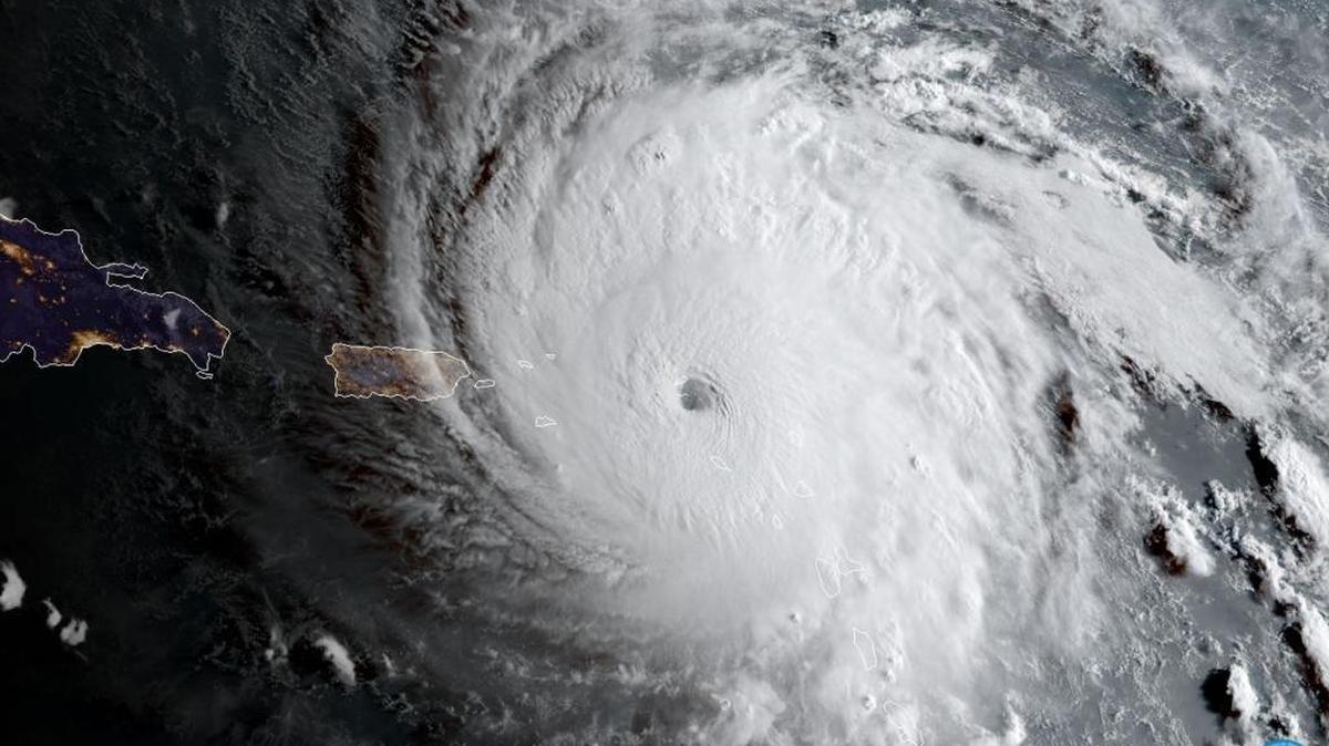 In this geocolor image captured by GOES-16 and released by the National Oceanic and Atmospheric Administration (NOAA), Hurricane Irma approaches Anguilla on Wednesday, Sept. 6, 2017. The most powerful Atlantic Ocean hurricane in recorded history has roared into the Caribbean, its winds ripping off roofs and knocking out phones. It's on a path toward Puerto Rico, the Dominican Republic, Haiti and Cuba before possibly hitting Florida. (NOAA via AP)