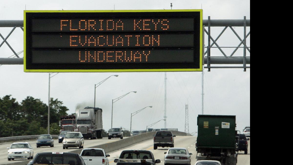 
In 2005, residents in the Florida Keys were ordered to evacuate in advance of Tropical Storm Rita, which grew into a major storm with 180 mph winds before weakening to a Category 3 storm when it made landfall between Texas and Louisiana just three weeks after Katrina hit New Orleans. 
