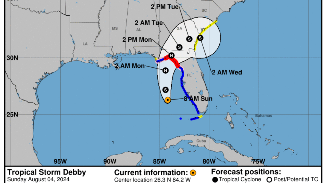 Tropical Storm Debby path, advisory & warnings | Miami Herald