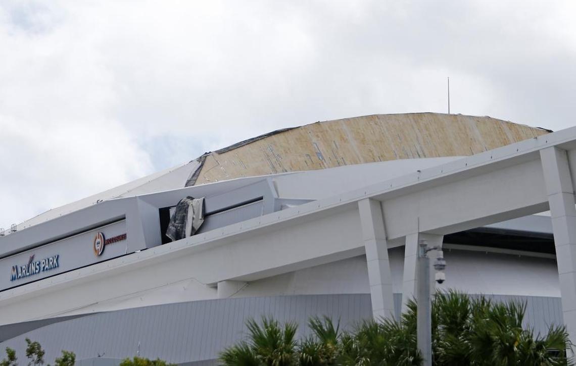 Hurricane Irma took a bite out of the retractable roof at Marlins.