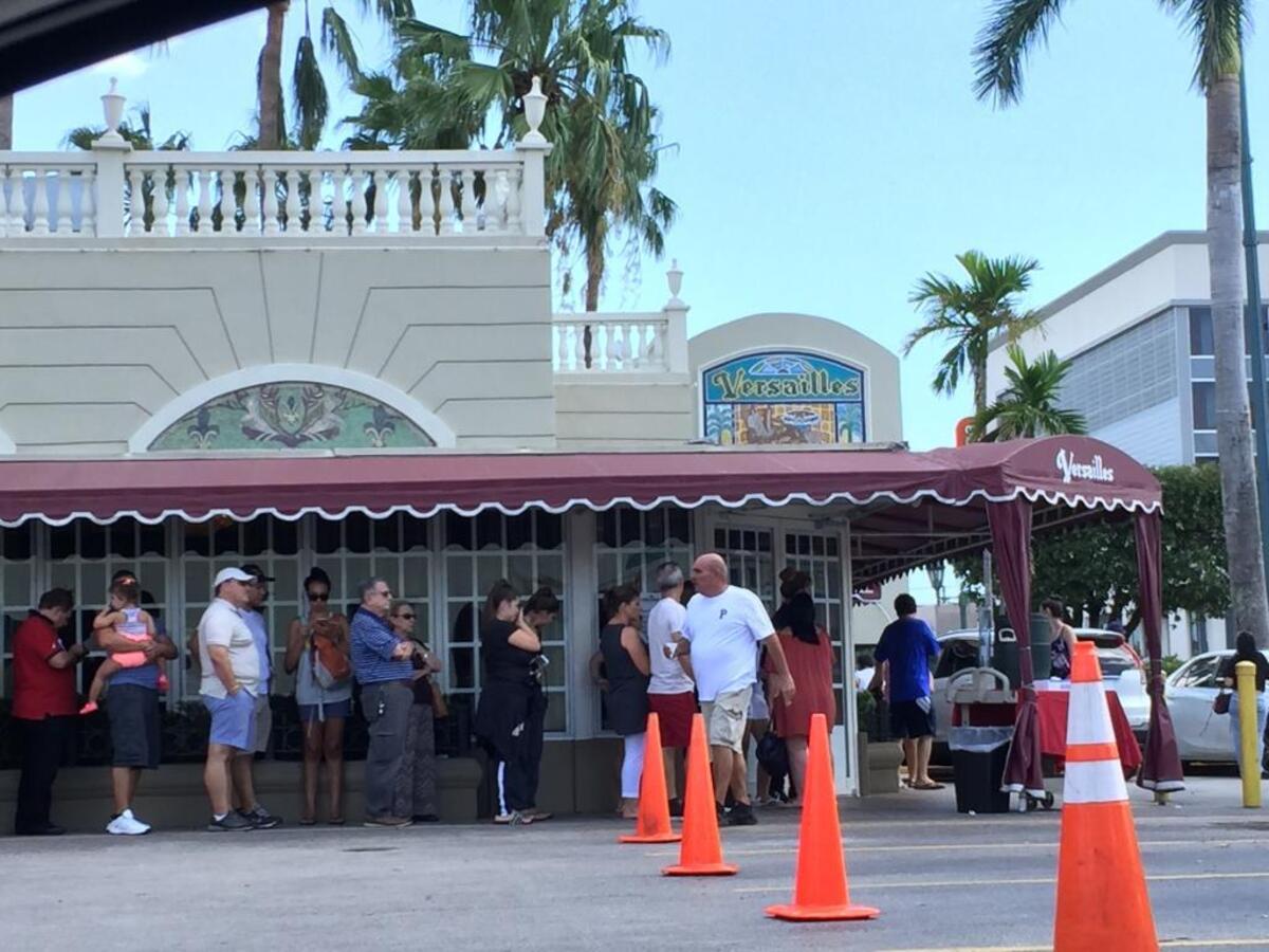 The line outside Versailles Restaurant ion Little Havana on Tuesday.
