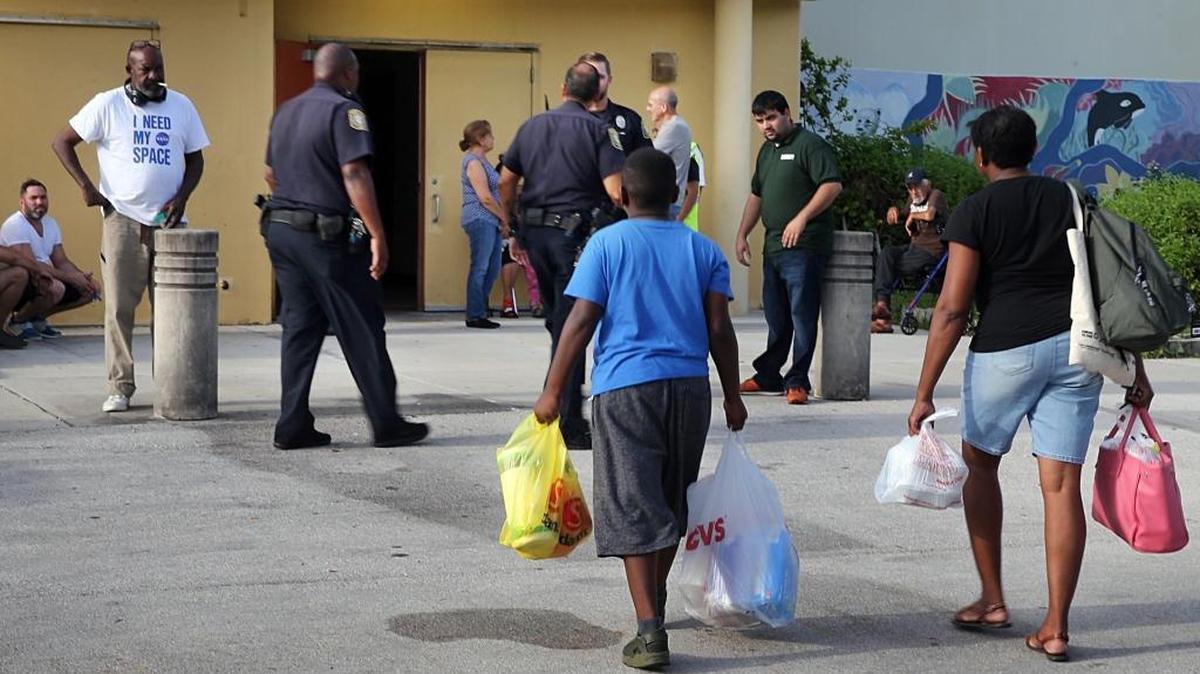 People get ready to spend the night at the South Miami Senior High School shelter as South Florida prepares for Hurricane Irma on September 08, 2017.