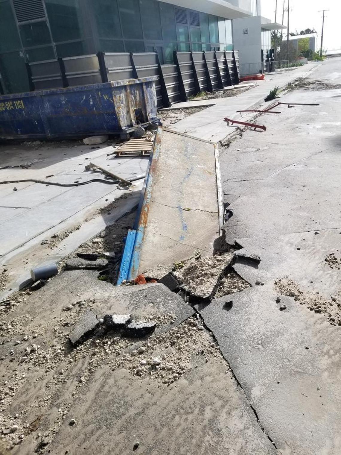 Remnants of a crane that collapsed in Miami during Hurricane Irma.