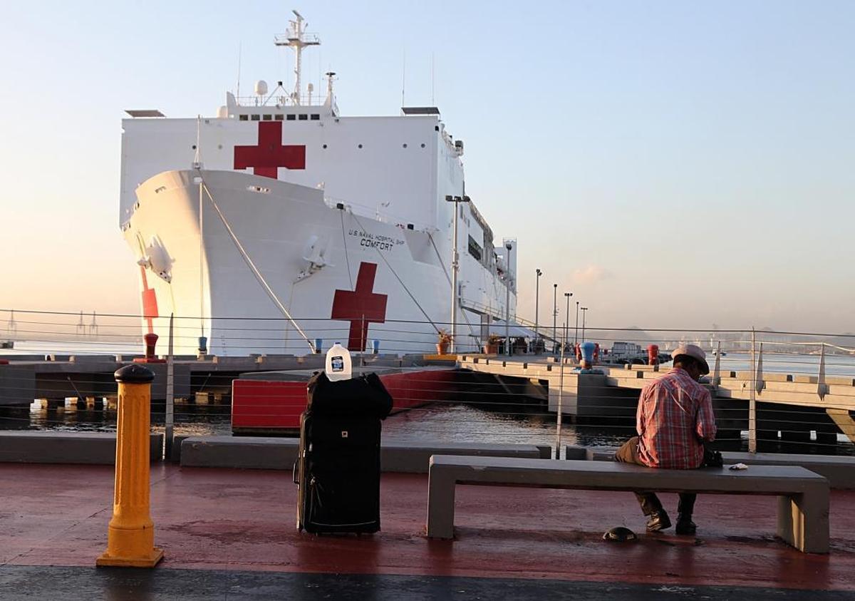 USNS Comfort arrives in Puerto Rico. The Mercy-class Military Sealift Command hospital ship is assisting in humanitarian relief efforts in the aftermath of Hurricane Maria.