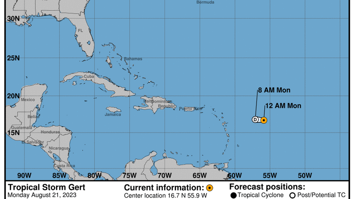 This graphic created by the National Weather Service/NCEP Weather Prediction Center (WPC) shows the projected path.
NATIONAL HURRICANE CENTER