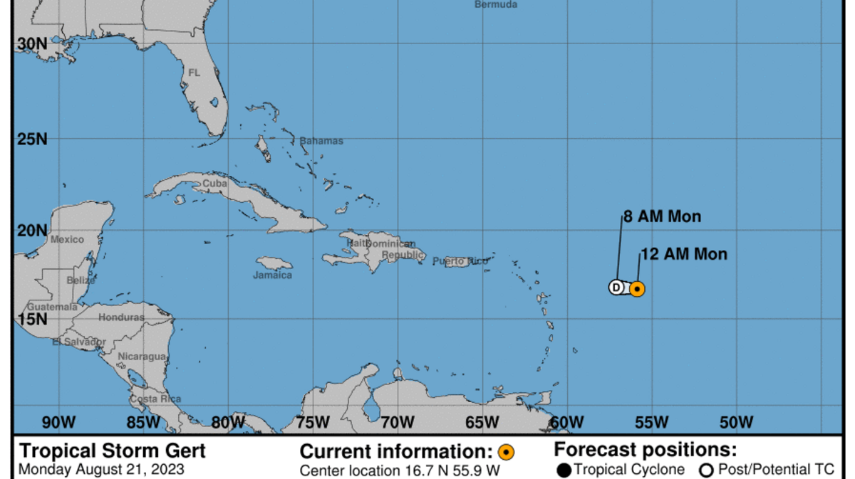 This graphic created by the National Weather Service/NCEP Weather Prediction Center (WPC) shows the projected path.
NATIONAL HURRICANE CENTER