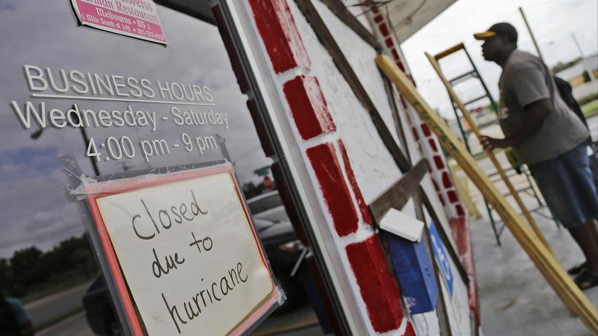 Edelweiss German Restaurant in Melbourne Beach is closed for business as property owners board up the windows and doors for Matthew on Thursday, October 6.