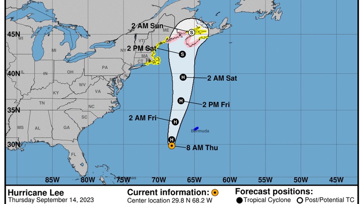 This graphic created by the National Weather Service/NCEP Weather Prediction Center (WPC) shows the projected path.
NATIONAL HURRICANE CENTER