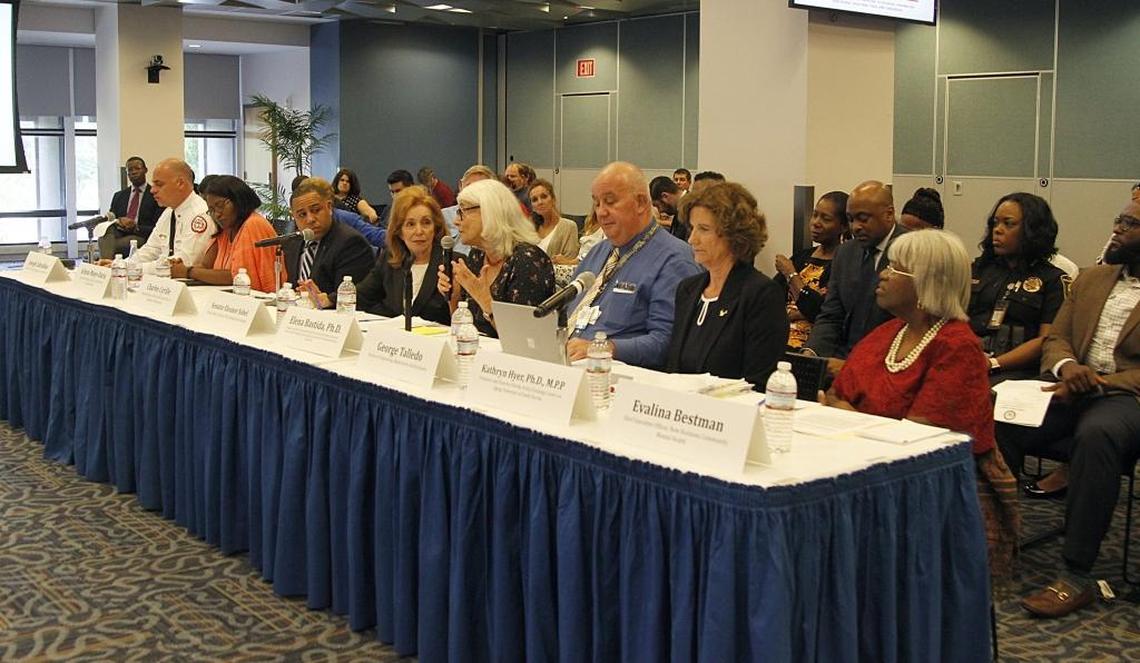 Panelists attend a congressional field hearing with U.S. Rep. Frederica Wilson to discuss improvements in preparedness and response in the event of a nursing home disaster. The hearing was prompted by the tragedy at the Rehabilitation Center at Hollywood Hills, where 14 elders died after Irma. The event took place at the Miami Dade College North Campus on Thursday October 19, 2017.
