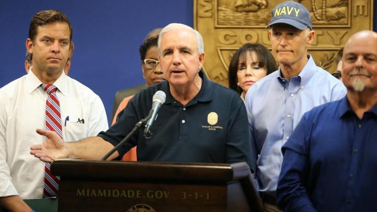 Miami-Dade Mayor Carlos Gimenez holds a Hurricane Irma briefing Wednesday morning in Doral.
