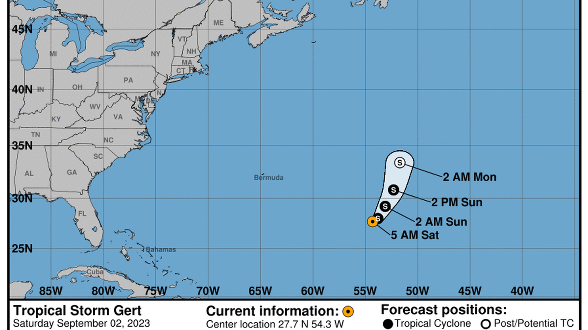 This graphic created by the National Weather Service/NCEP Weather Prediction Center (WPC) shows the projected path.
NATIONAL HURRICANE CENTER