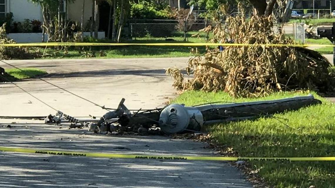 In response to FPL spokesman Rob Gould’s claim that FPL “replaced wood poles with concrete poles. We did not lose a single pole in our system to the wind itself” of Hurricane Irma, Lourdes Palomo e-mailed this photo from the 8600 block of Southwest 91st Avenue.