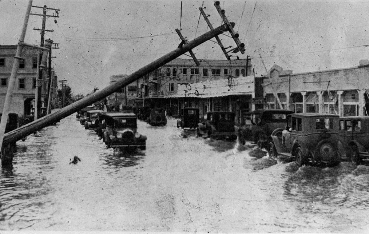 Many of Miami’s streets were flooded after a 12 foot storm surge swept across Biscayne Boulevard.