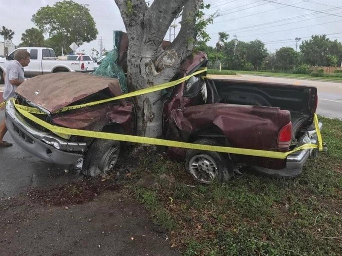 A man died Saturday, Sept. 9, after wrapping his pickup truck around a tree in Marathon.