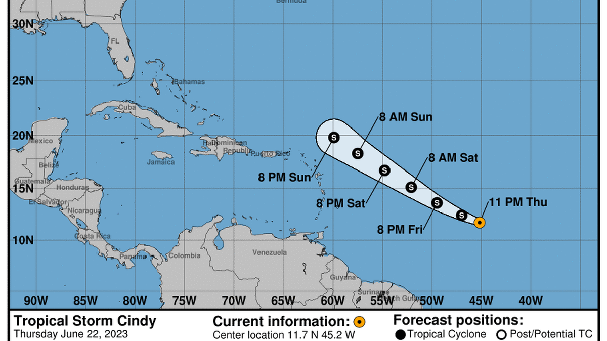 This graphic created by the National Weather Service/NCEP Weather Prediction Center (WPC) shows the projected path.
NATIONAL HURRICANE CENTER
