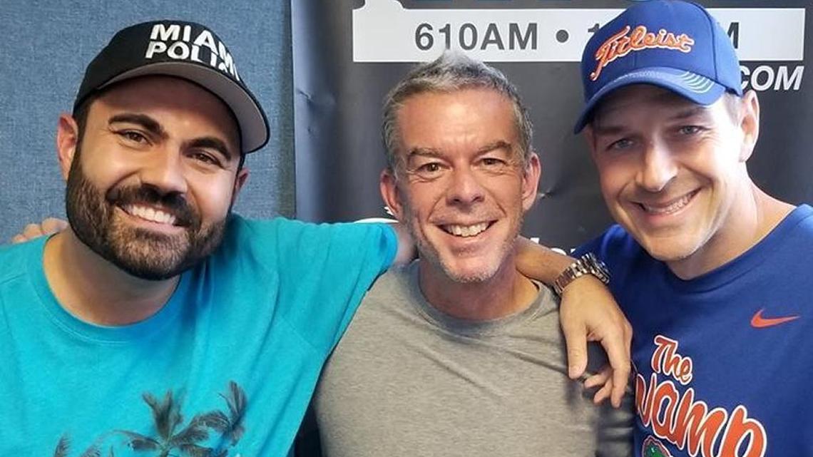 Elvis Duran and Froggy from the Elvis Duran Show were in Miami with Enrique Santos to talk Hurricane Irma on WIOD on Sept. 9.