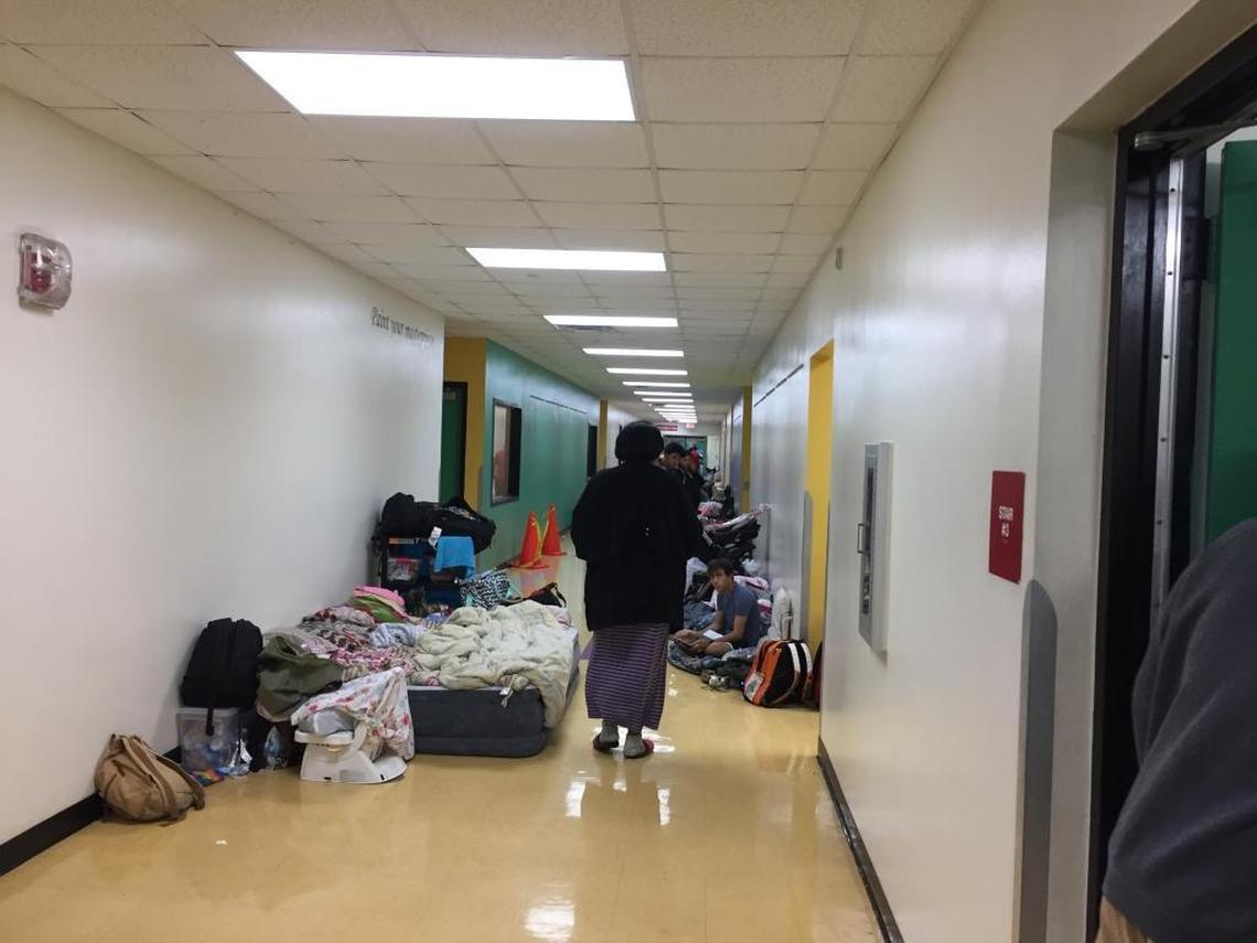 The shelter at South Dade Middle School is full and turning away new arrivals.