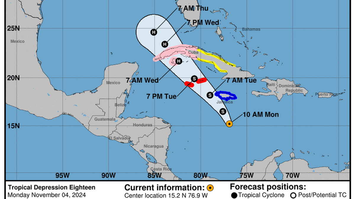 This graphic created by the National Weather Service/NCEP Weather Prediction Center (WPC) shows the projected path.
NATIONAL HURRICANE CENTER