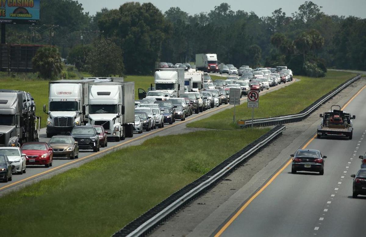 Traffic crawls along the northbound lanes of Florida’s Turnpike near its intersection with I-75 in Wildwood, Friday, Sept. 8, 2017. Motorists were evacuating ahead of the anticipated arrival of Hurricane Irma.