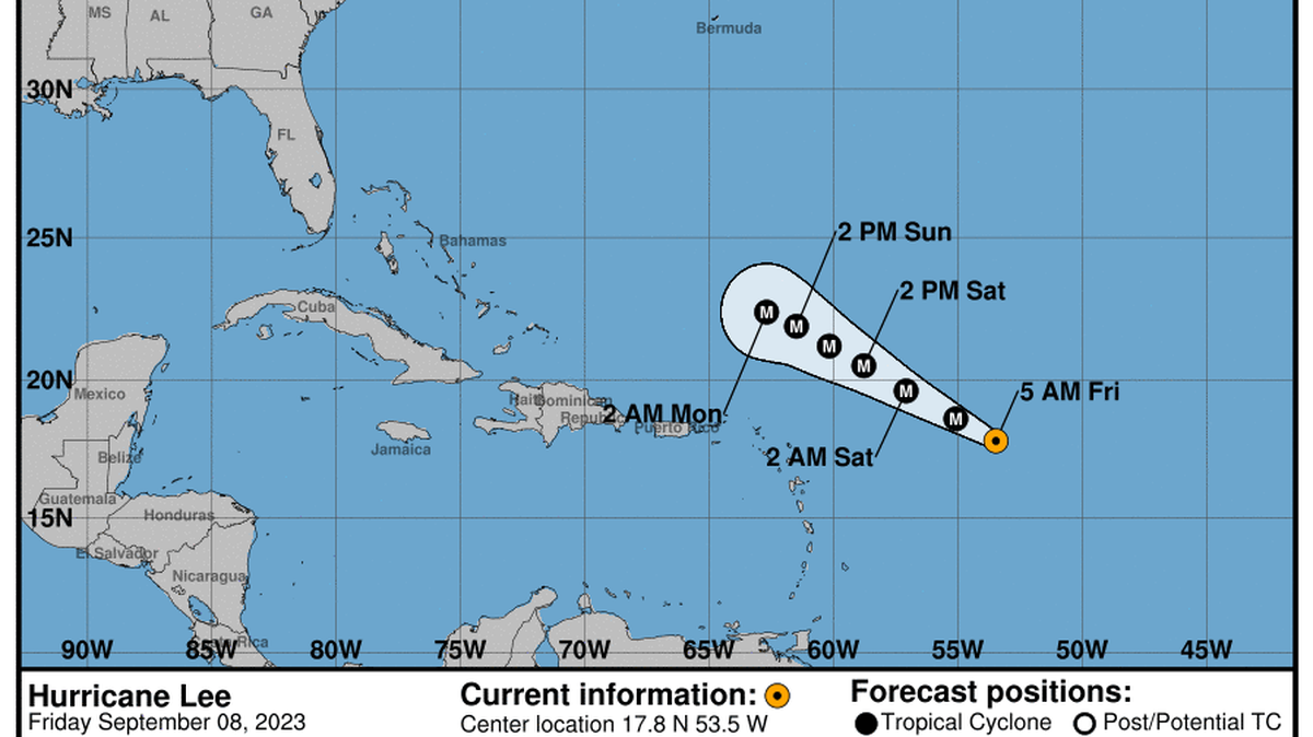 This graphic created by the National Weather Service/NCEP Weather Prediction Center (WPC) shows the projected path.
NATIONAL HURRICANE CENTER