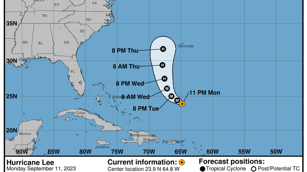 This graphic created by the National Weather Service/NCEP Weather Prediction Center (WPC) shows the projected path.
NATIONAL HURRICANE CENTER