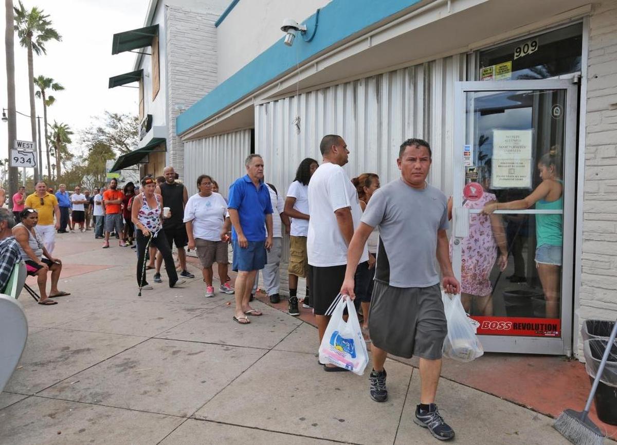 These lines at Bay Supermarket on Normandy Isle in Miami Beach on Monday aren’t typical of life pre-Irma.