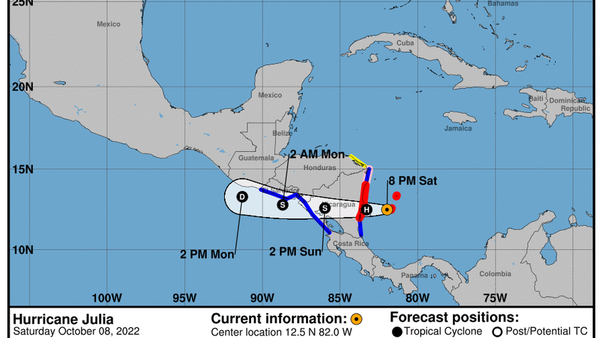 This graphic created by the National Weather Service/NCEP Weather Prediction Center (WPC) shows the projected path.
NATIONAL HURRICANE CENTER