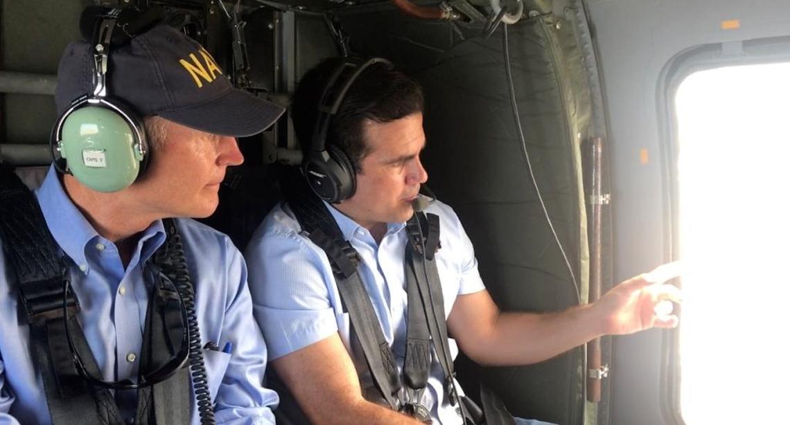 Gov. Rick Scott’s office distributed four photos of his trip to Puerto Rico on Thursday, including this one of him flying in a helicopter with Puerto Rico Gov. Ricardo Rosselló.