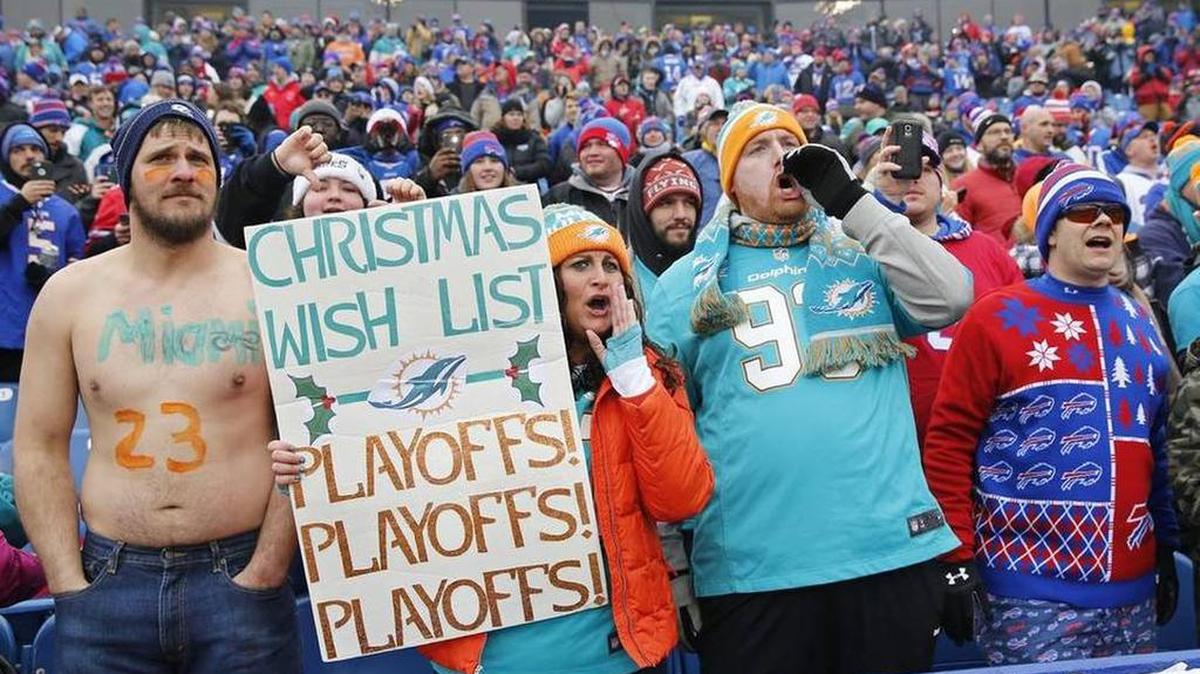 Die-hard Dolphin fans showed their support as the Buffalo Bills hosted the Miami Dolphins on Saturday.