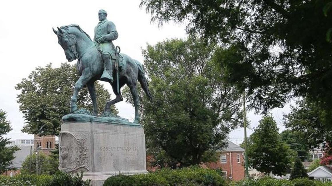 Statue of Robert E. Lee in Lee Park in Charlottesville, Va.