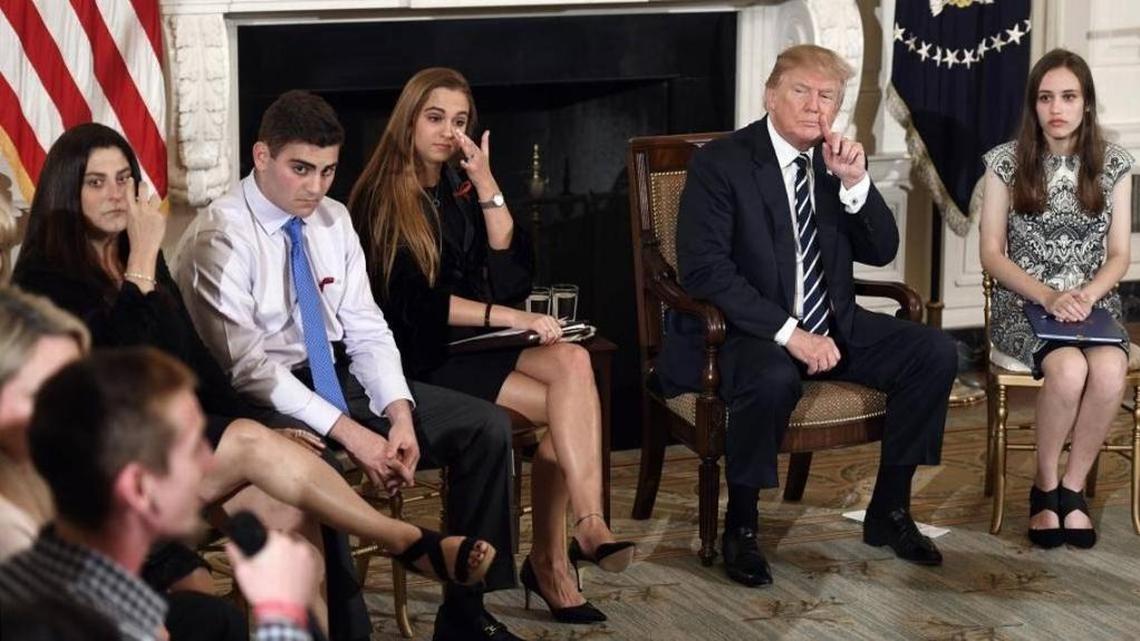 President Donald Trump meets with students, parents and teachers affected by mass shootings across the country.