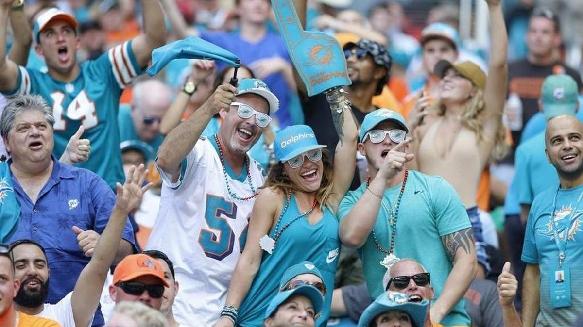 Miami Dolphins fans show their support as the Fins hosted the Cleveland Browns at Hard Rock Stadium in September.
