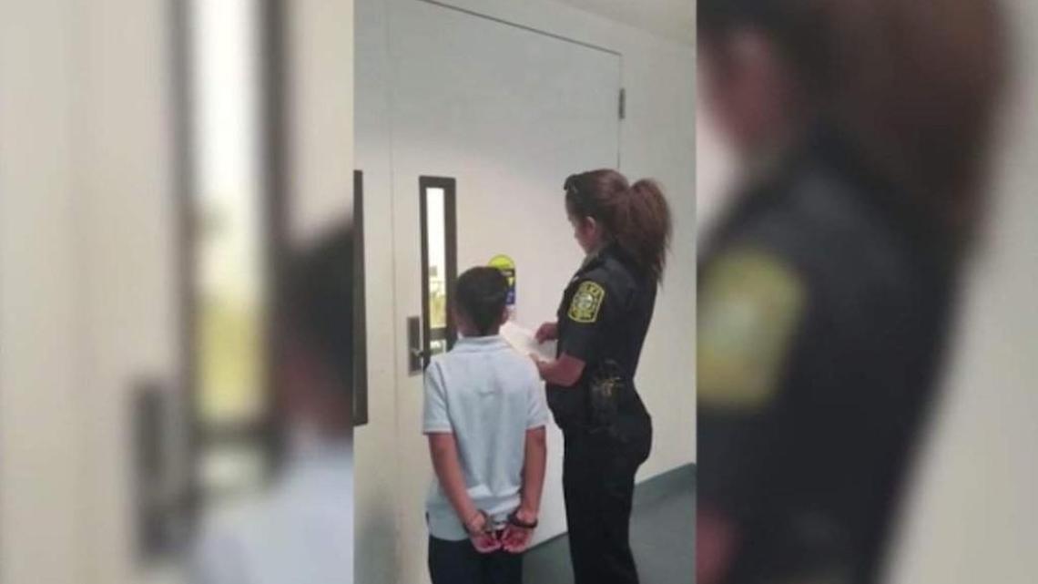 A 7-year-old Coral Way K-8 student was handcuffed and sent for an involuntary psychological exam after punching a teacher.