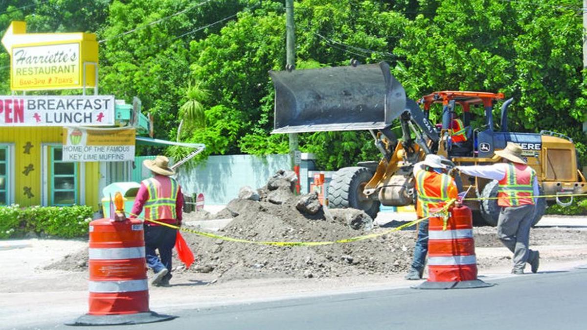 
FDOT wrecking crews bulldoze a median the agency installed only a month ago to prevent people from parking in the front of Harriette's Restaurant at mile marker 95.7 in Key Largo. 

