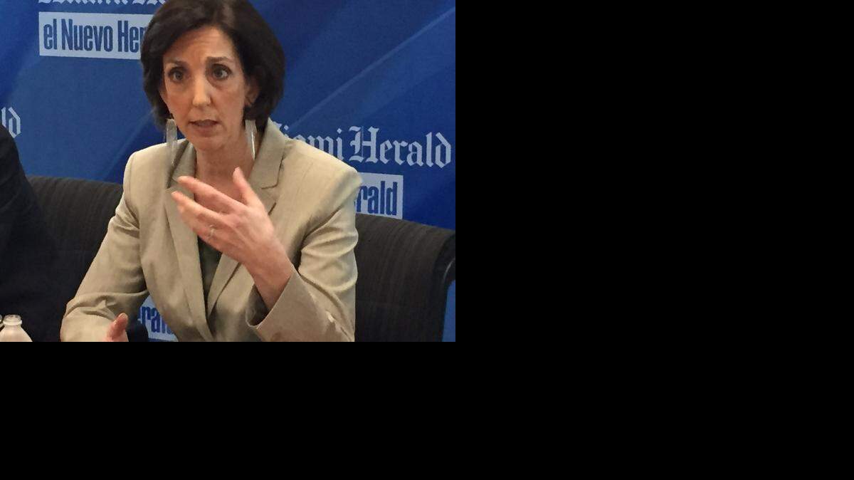 
U.S. Assistant Secretary of State Roberta Jacobson speaks with the editorial board of the Miami Herald and el Nuevo Herald on Saturday, Jan. 24, 2015 about U.S. relations with Cuba.
