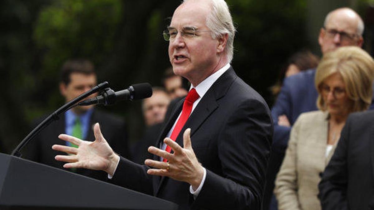 HHS Secretary Tom Price speaks in the Rose Garden after the House passed a health care bill cutting$1 trillion from Medicaid.