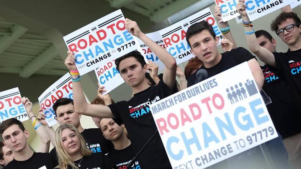 The day after graduation, Marjory Stoneman Douglas High students, led by David Hogg, center, announced plans for the March for Our Lives voter registration tour. The movement added a 12-day tour with stops at universities to rally young voters to head to the polls for midterm elections.