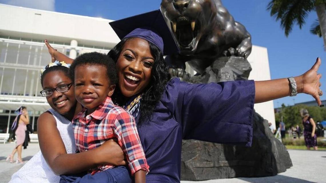 Nyamekye Daniel is graduating from FIU with a journalism degree. She’s also the single mother of two young children.