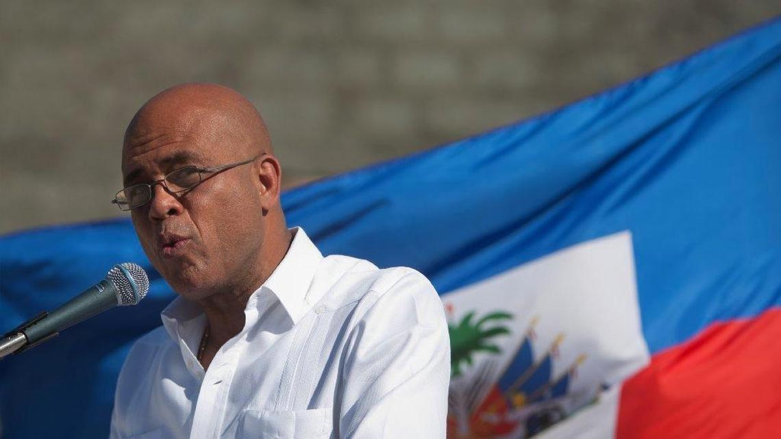 
Haiti’s President Michel Martelly speaks during a memorial service this year for victims of the January 2010 earthquake.
