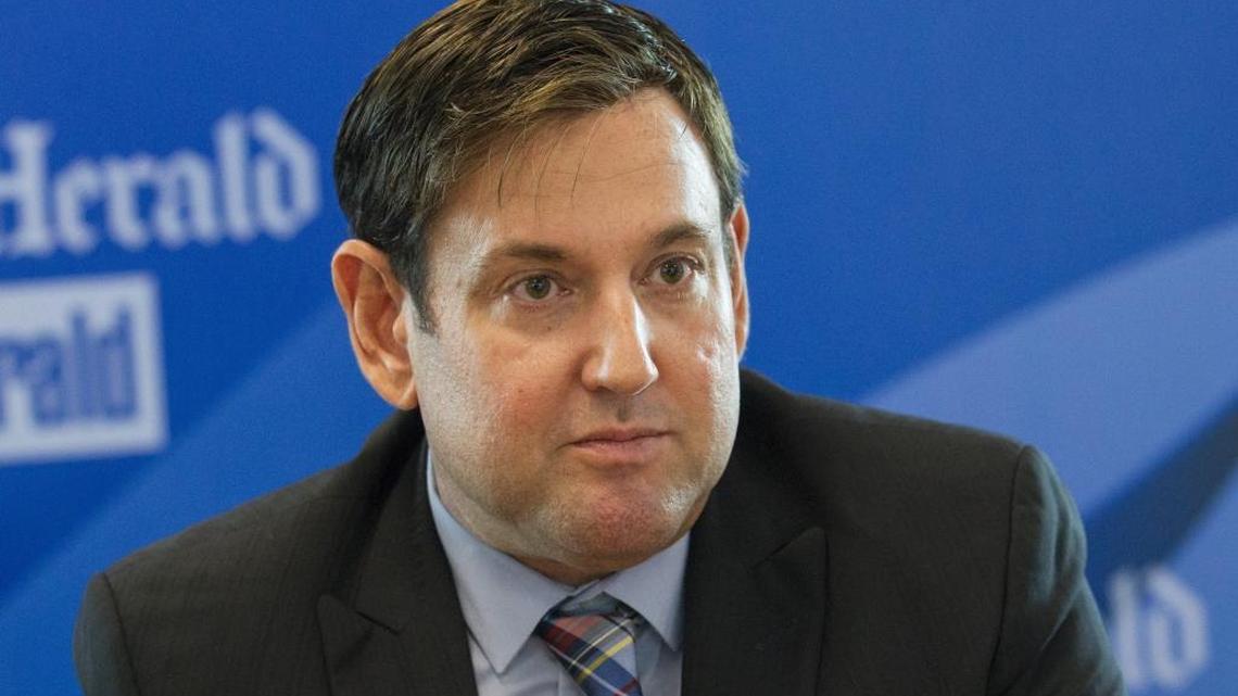 Michael Gongora, Miami Beach Commission Group 3 candidate, speaks with the Miami Herald’s Editorial Board in Doral on Friday, Oct. 20, 2017.