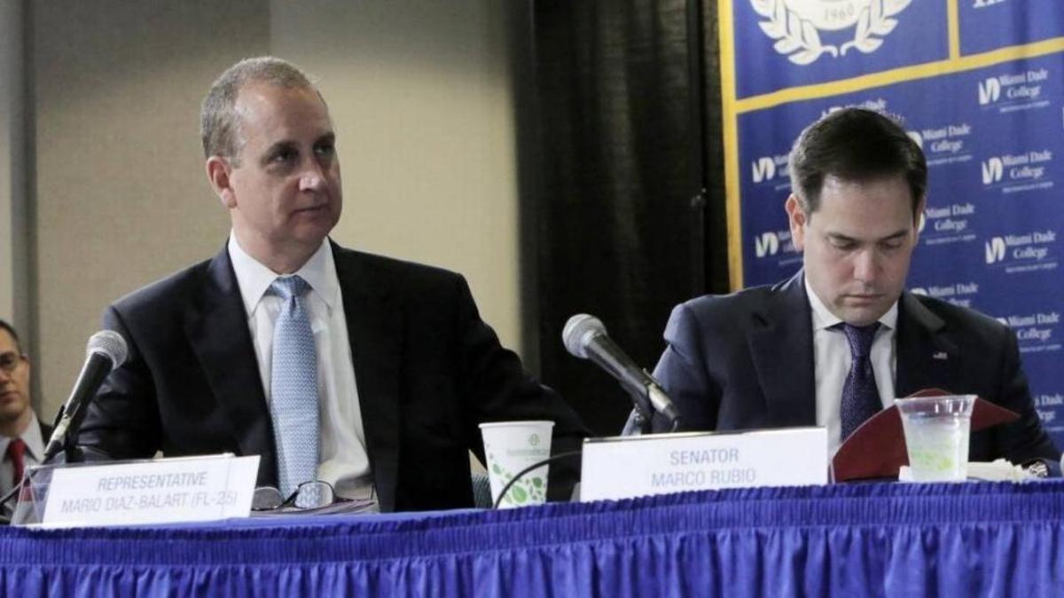 Florida Rep. Mario Diaz-Balart and Sen. Marco Rubio during a Congressional hearing in Miami on Tuesday.